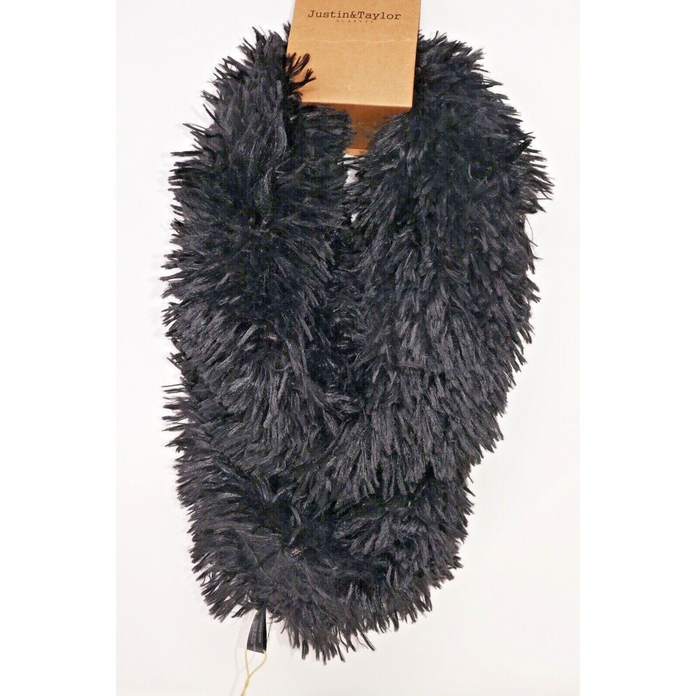 Justin & Taylor Women's Faux Fur Black Infinity Scarf NWT